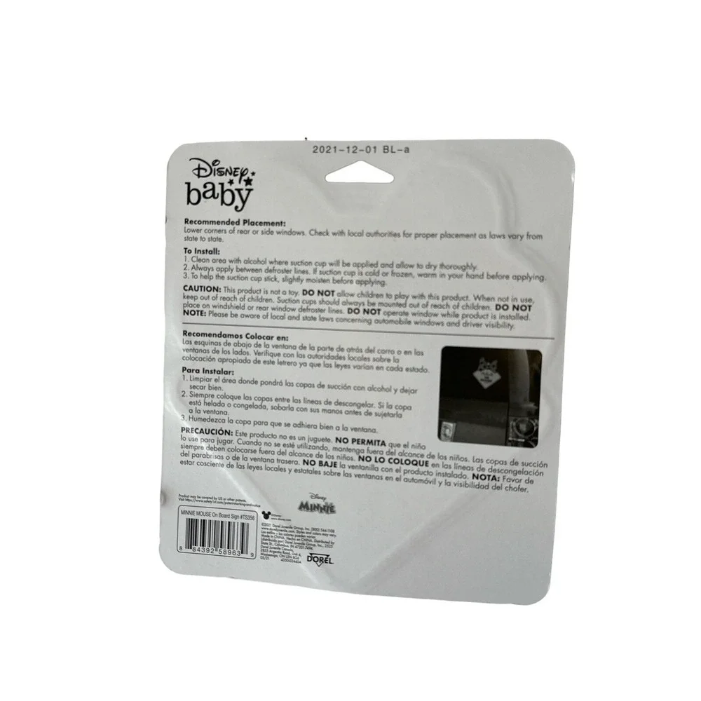 Disney Minnie On Board Safety First Sign For Your‎ Vehicle With Suction Cup Pink